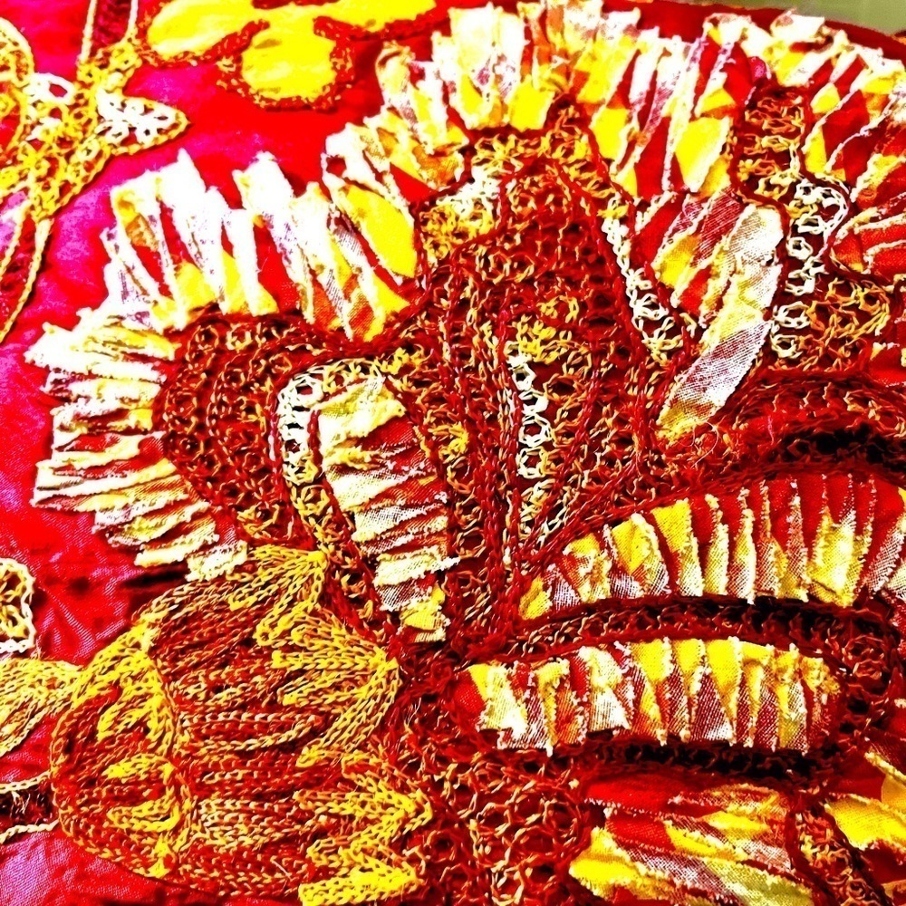 SILK FLORAL THROW PILLOW - Picture 2 of 3